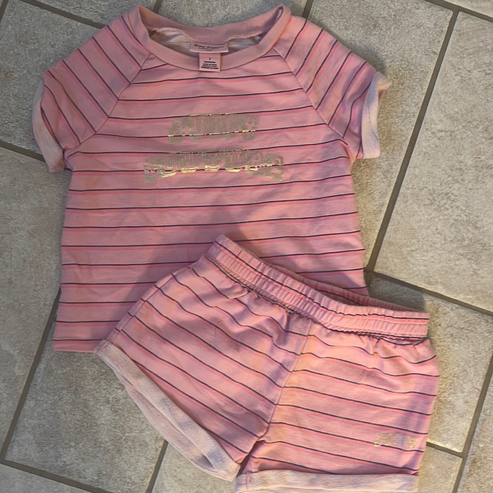 Juicy couture girls pink 2 piece set size 7